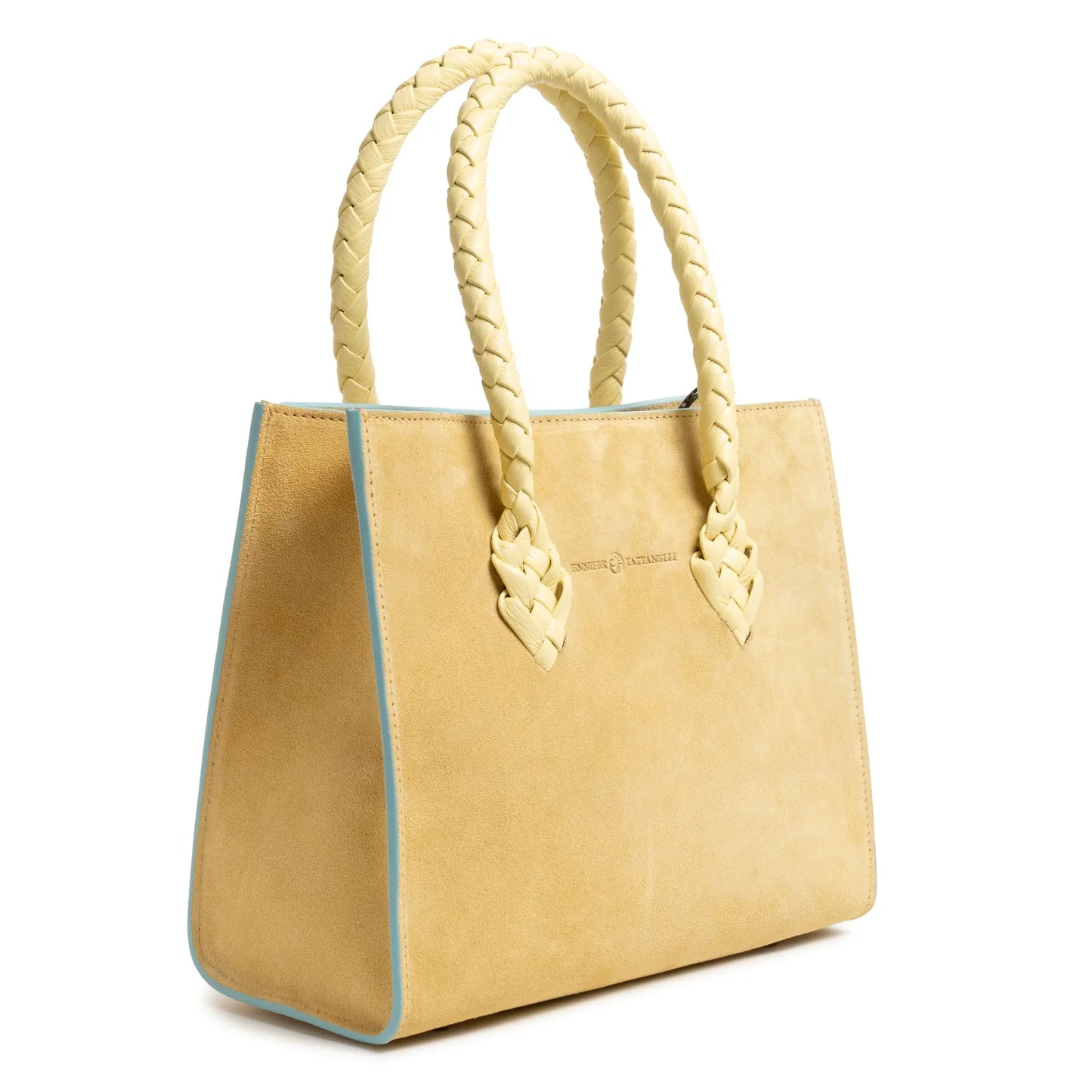 Twist Medium Leather Suede Tote in Vanilla