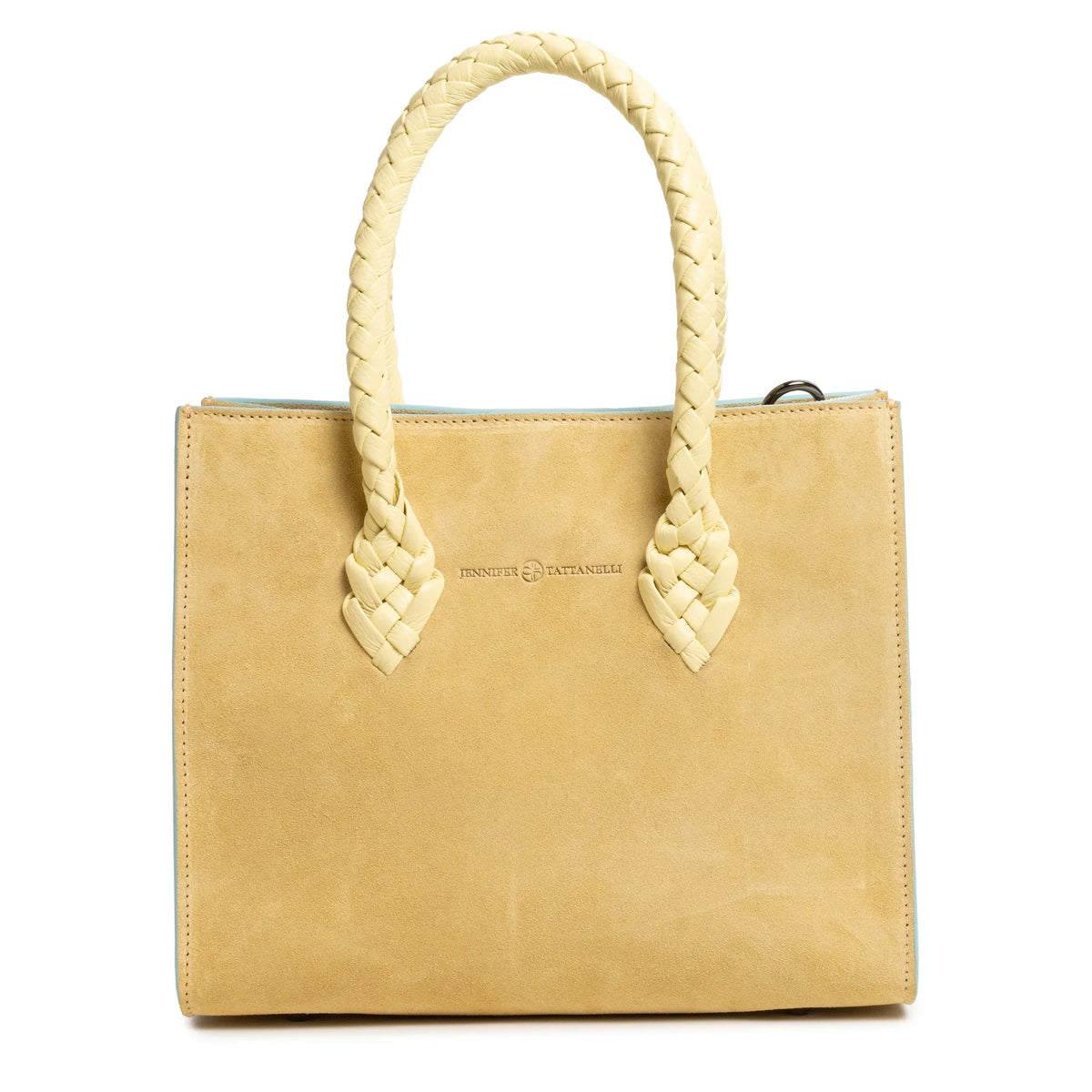 Twist Medium Leather Suede Tote in Vanilla