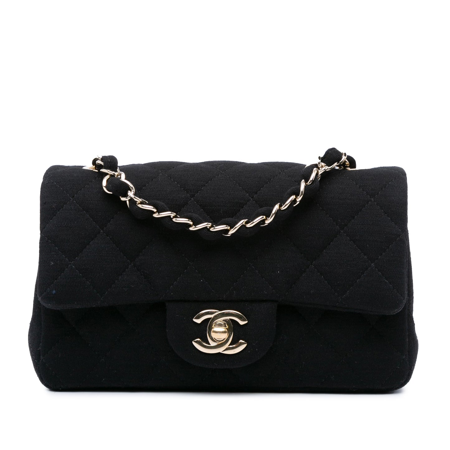 Chanel Mini Rectangular Classic Jersey Single Flap Black