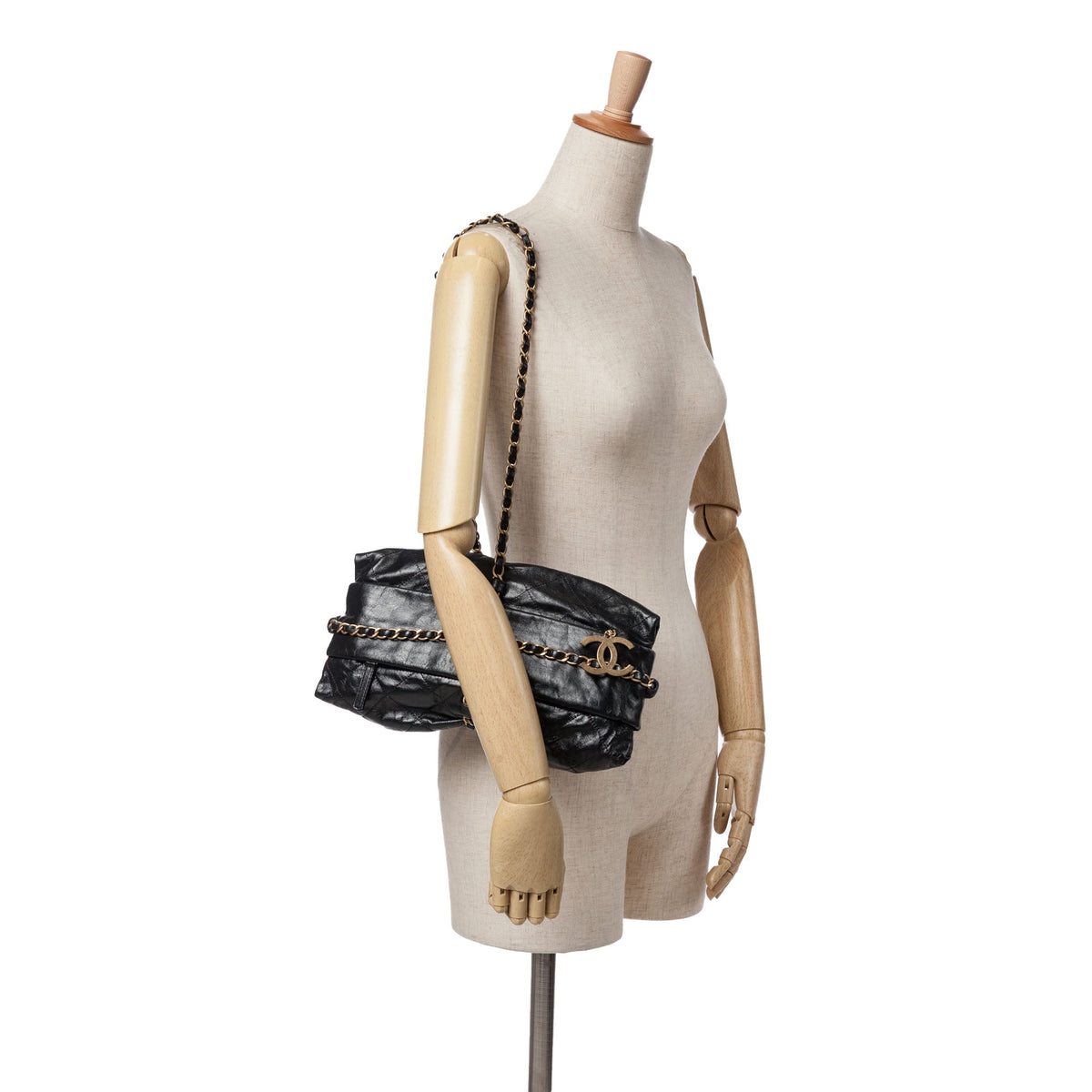 Chanel Aged Calfskin Midnight Swim Baluchon Bag Black