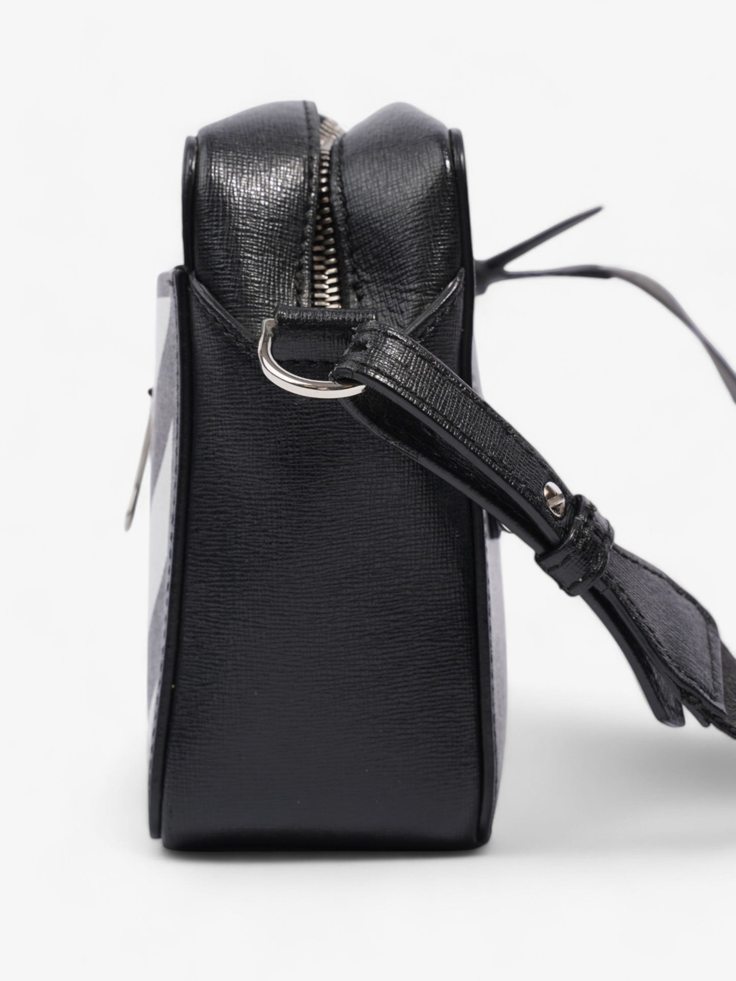 Off White Diag Camera Bag Black / White Leather