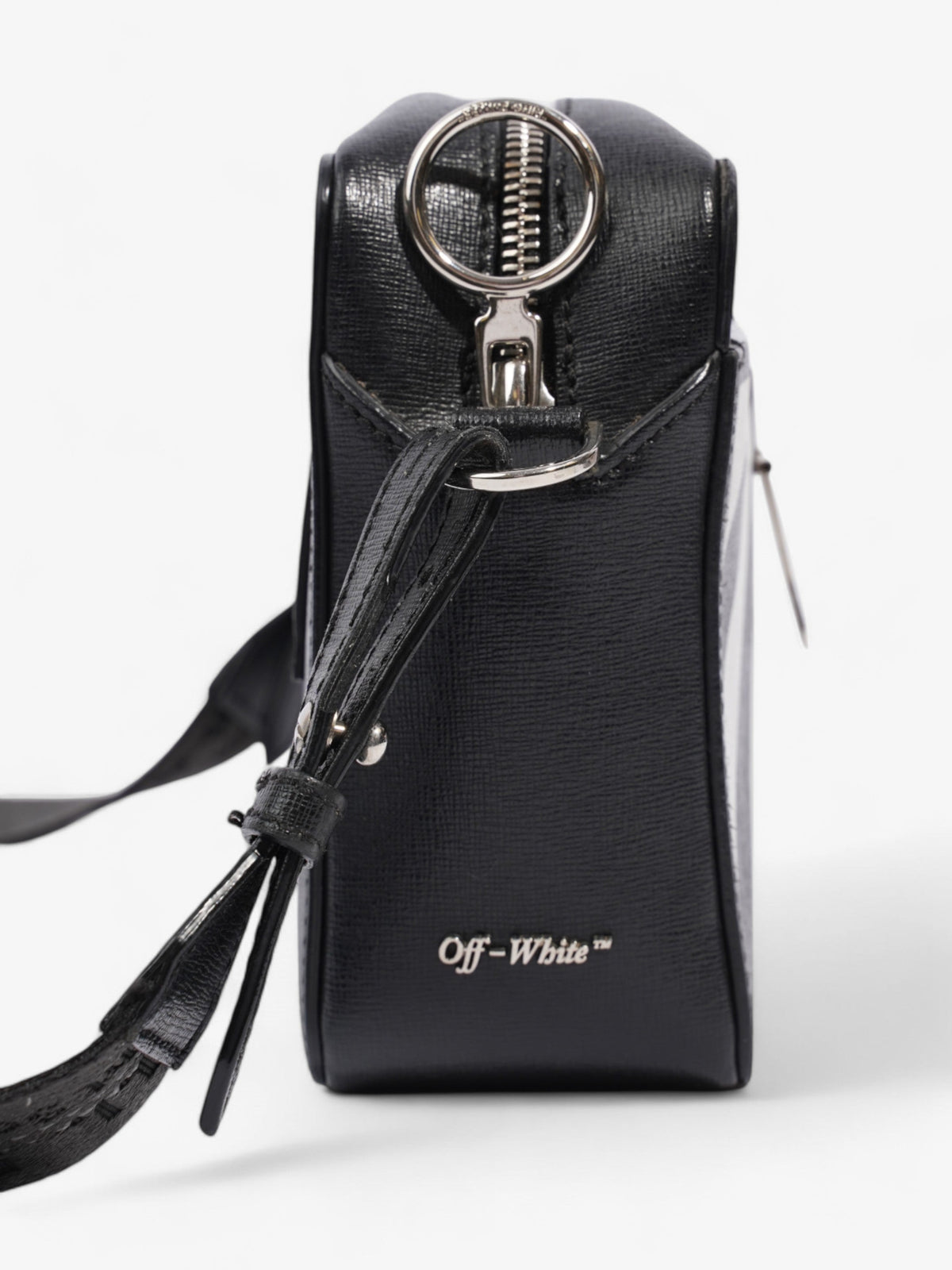 Off White Diag Camera Bag Black / White Leather