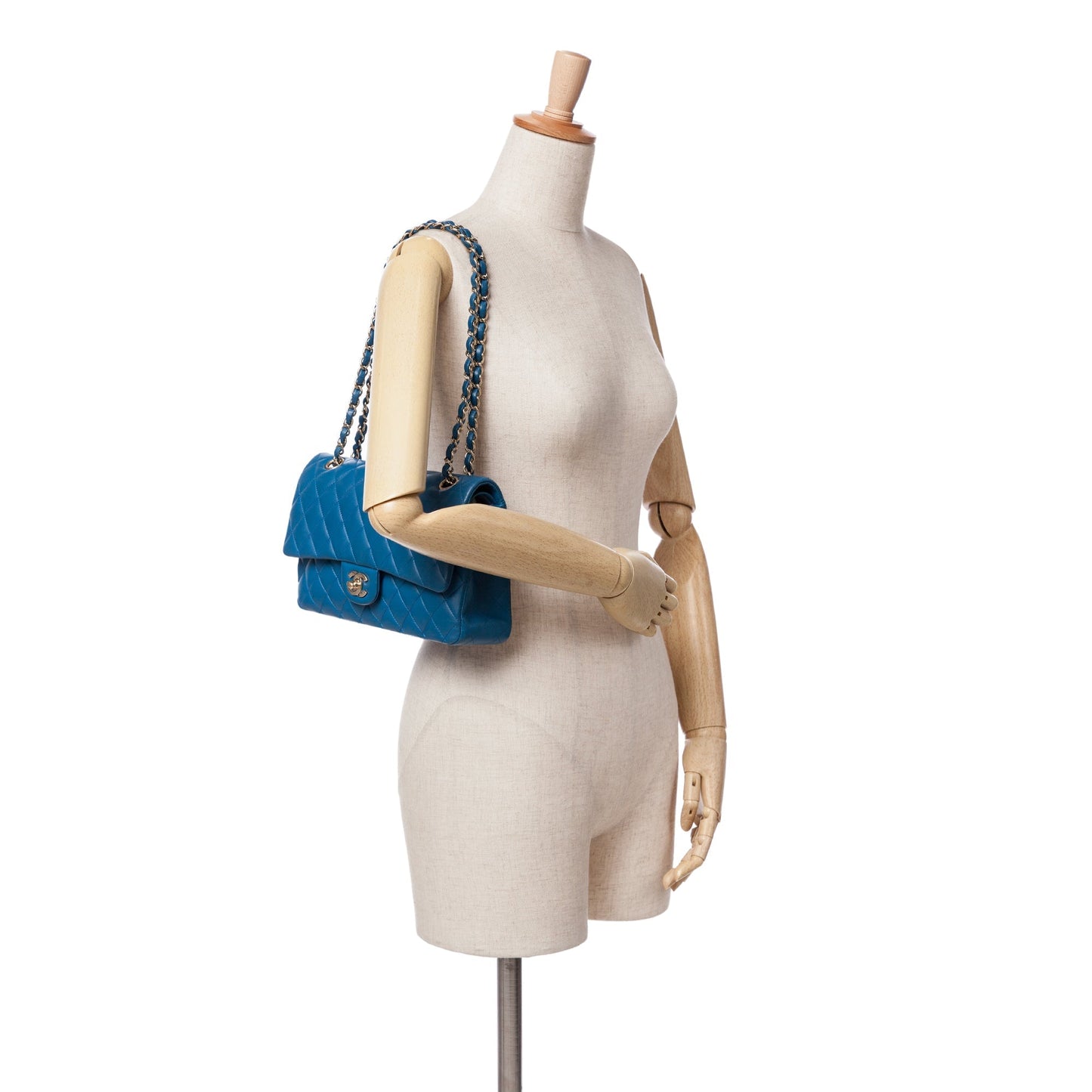 Chanel Medium Classic Lambskin Double Flap Blue
