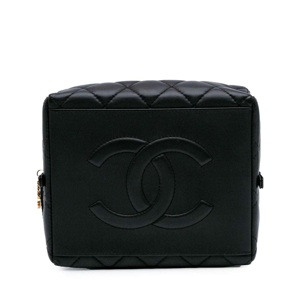 Chanel Métiers d'Art CC Quilted Lambskin Box Top Handle Satchel Black