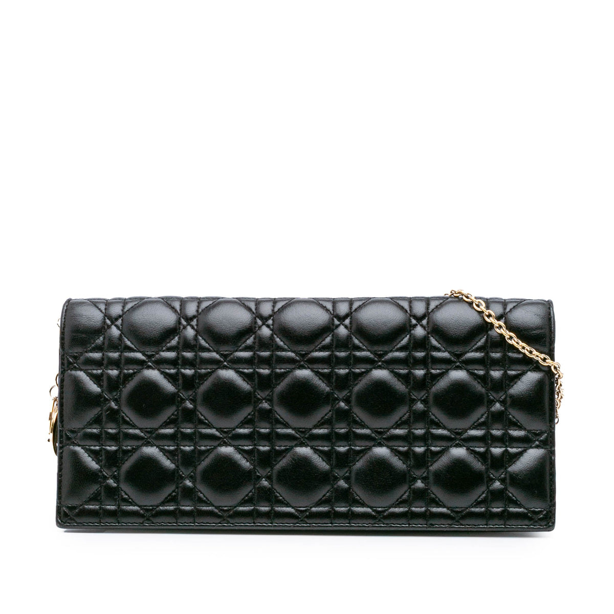 Dior Lambskin Cannage Lady Dior Convertible Clutch Black