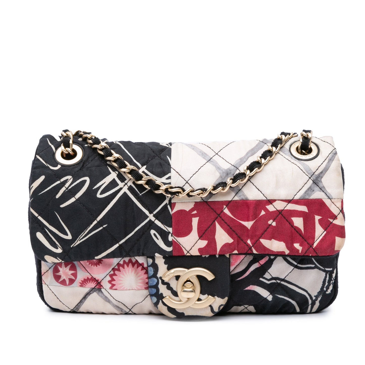Chanel Mini Rectangular Printed Nylon and Jersey Patchwork Single Flap Multi