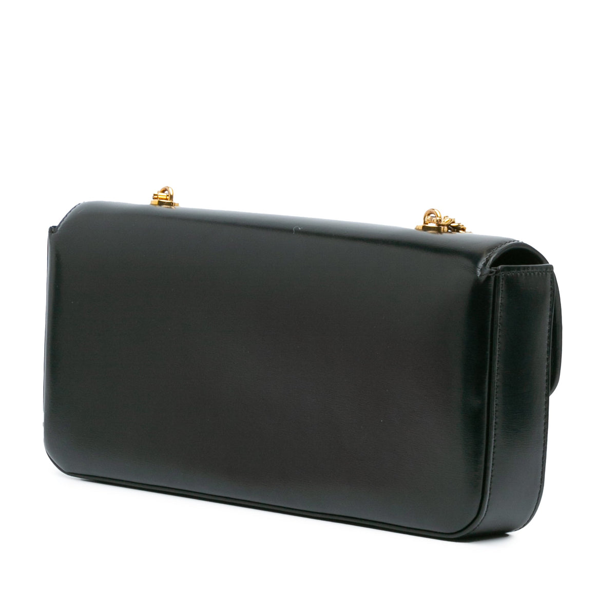 Celine Triomphe Calfskin Cuir Chain Shoulder Bag Black