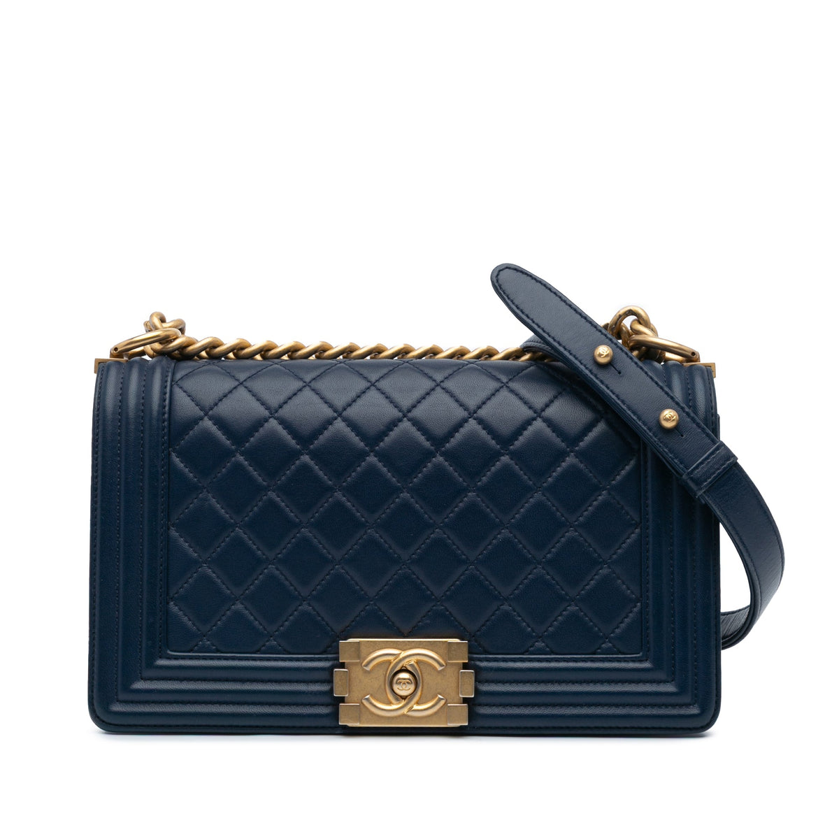 Chanel Medium Lambskin Boy Flap Blue