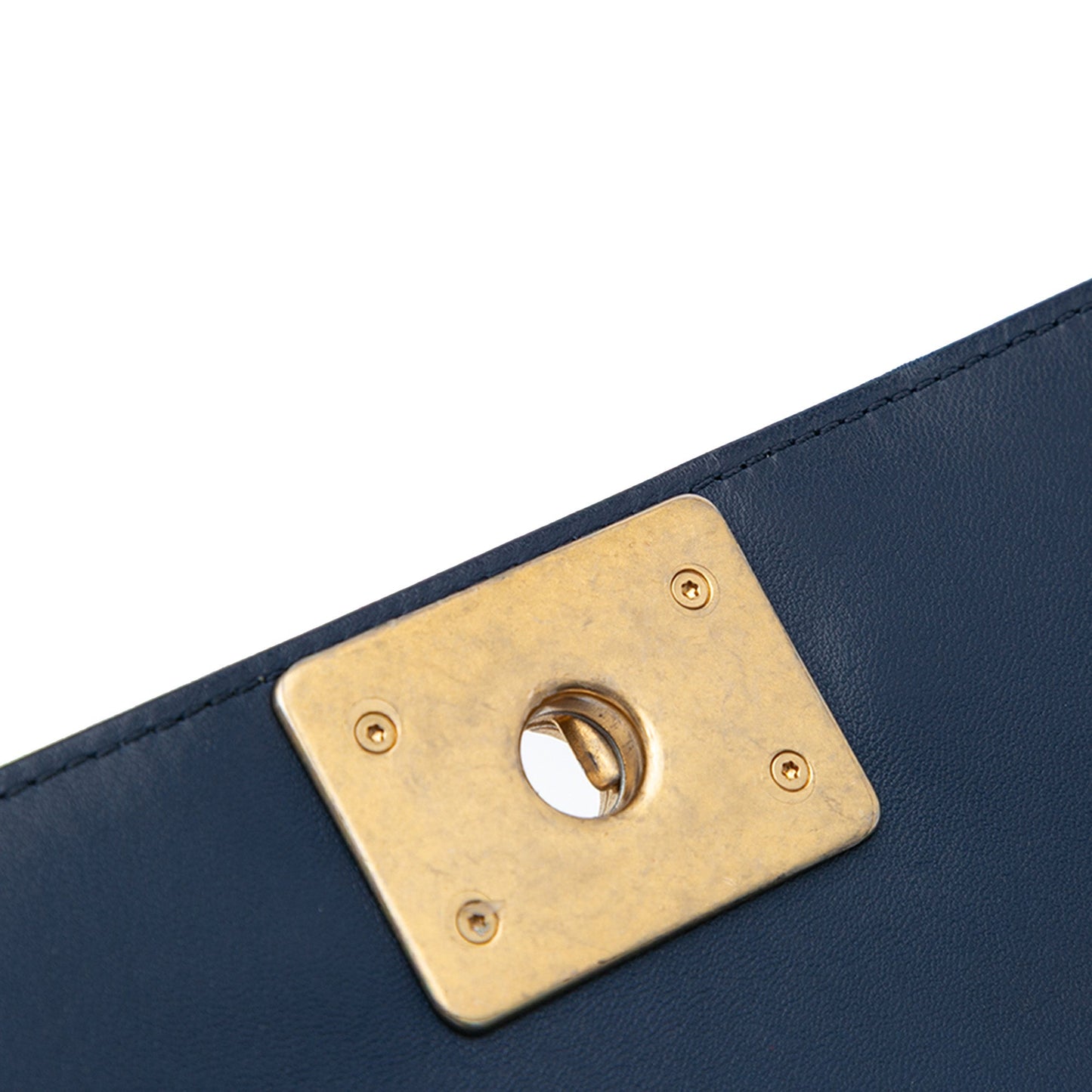 Chanel Old Medium Quilted Lambskin Boy Flap Blue