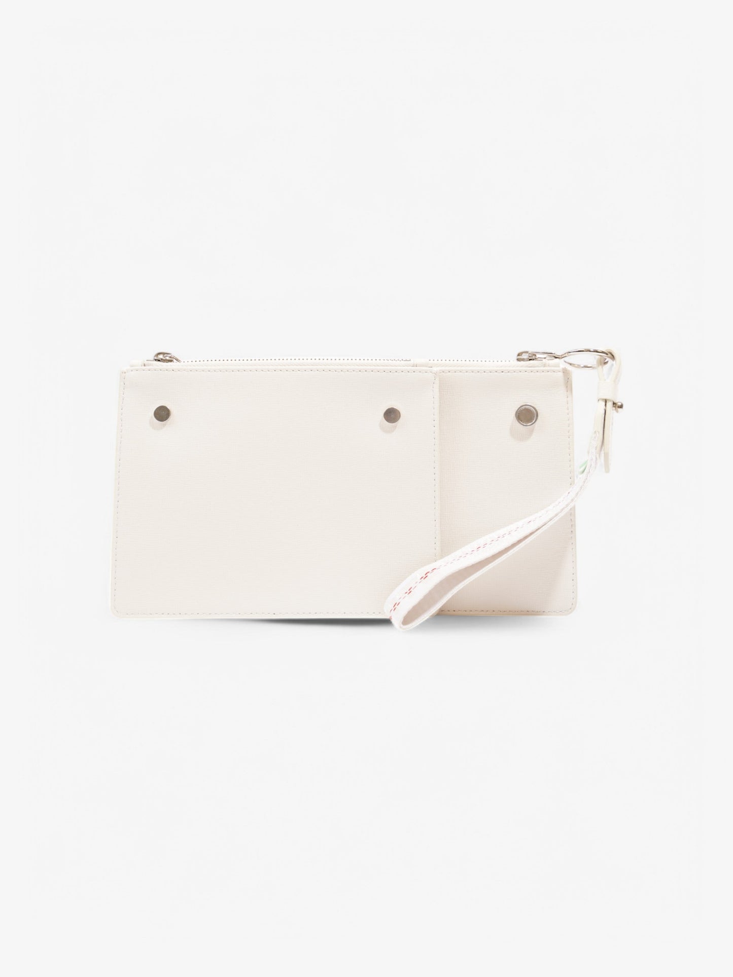 Off White Diagonal Double Flat Bag White / Black Leather