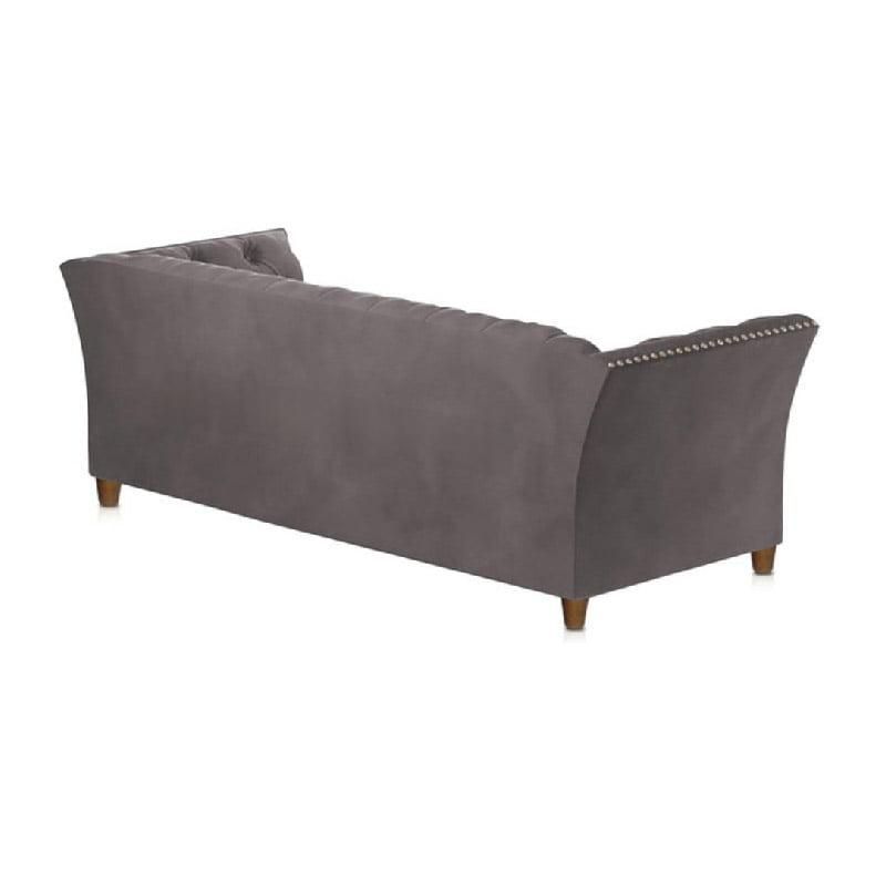 Roomloft Cora Beige Velvet 3-Seater Sofa – Sheesham Wood Frame & High-Density Foam Seating