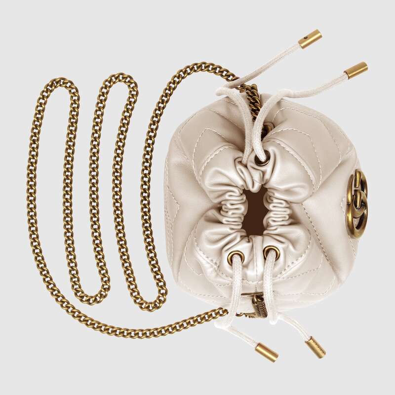Gucci GG Marmont Mini Bucket Bag White leather