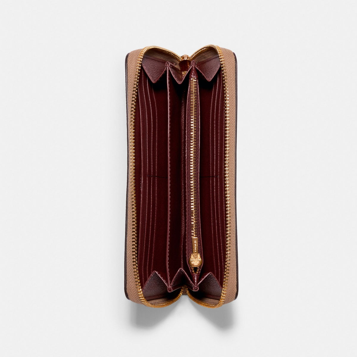 Coach Long Zip Around Wallet - Gold/Taupe