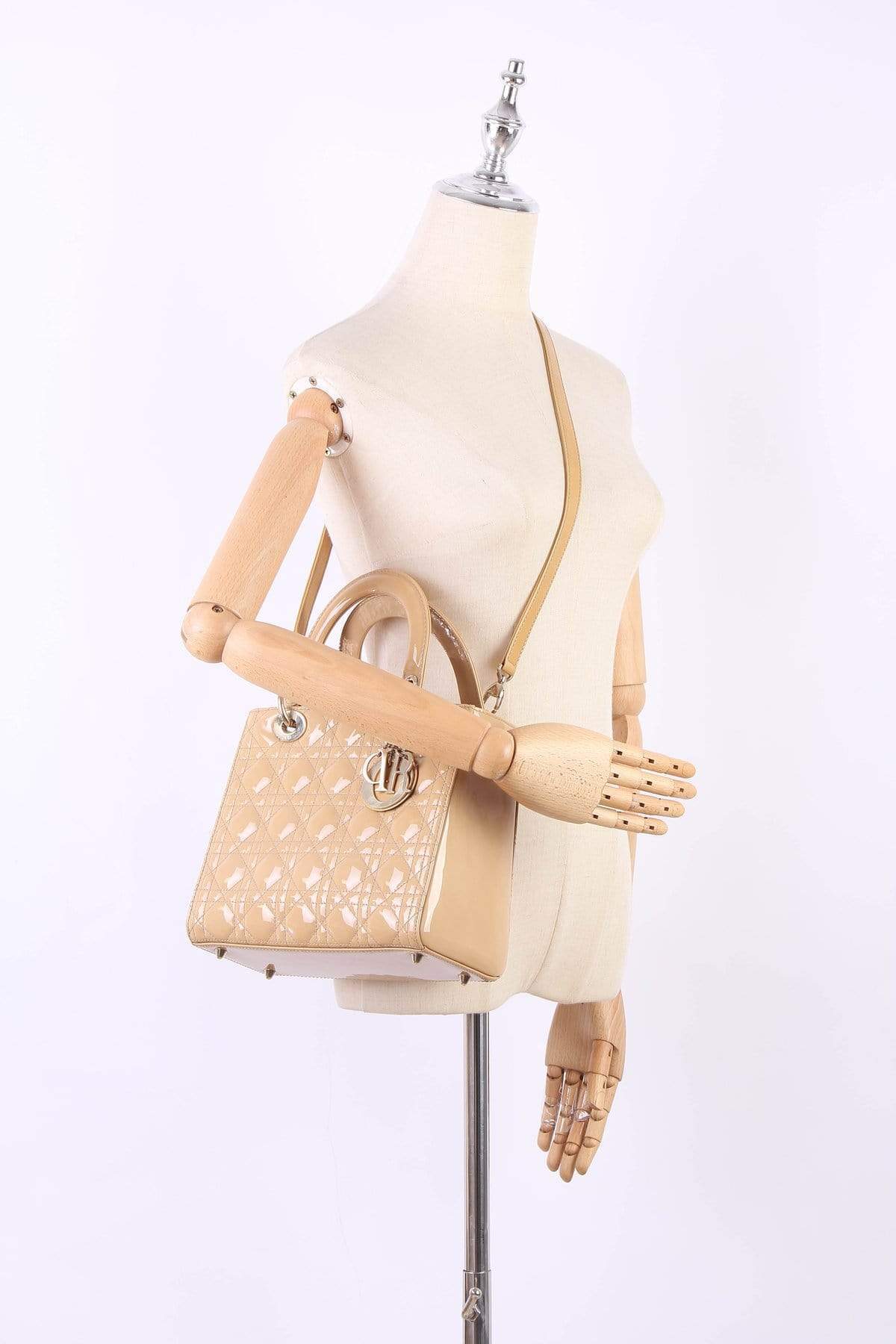 Christian Dior Beige Medium Patent Leather Lady Dior - RCL1179