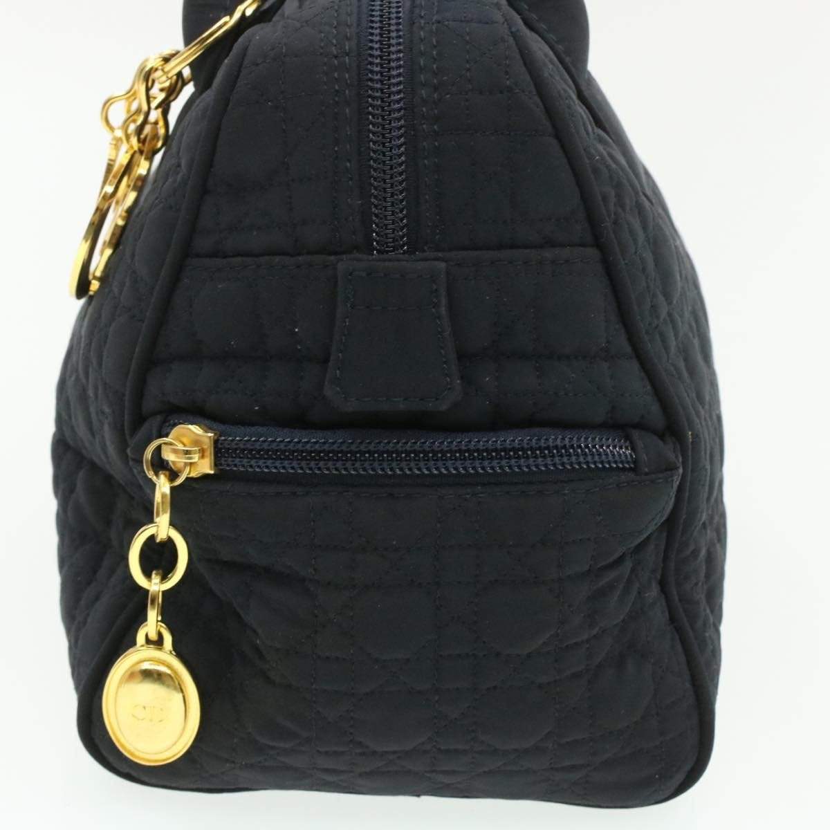 Christian Dior Cannage Hand Bag Black Nylon