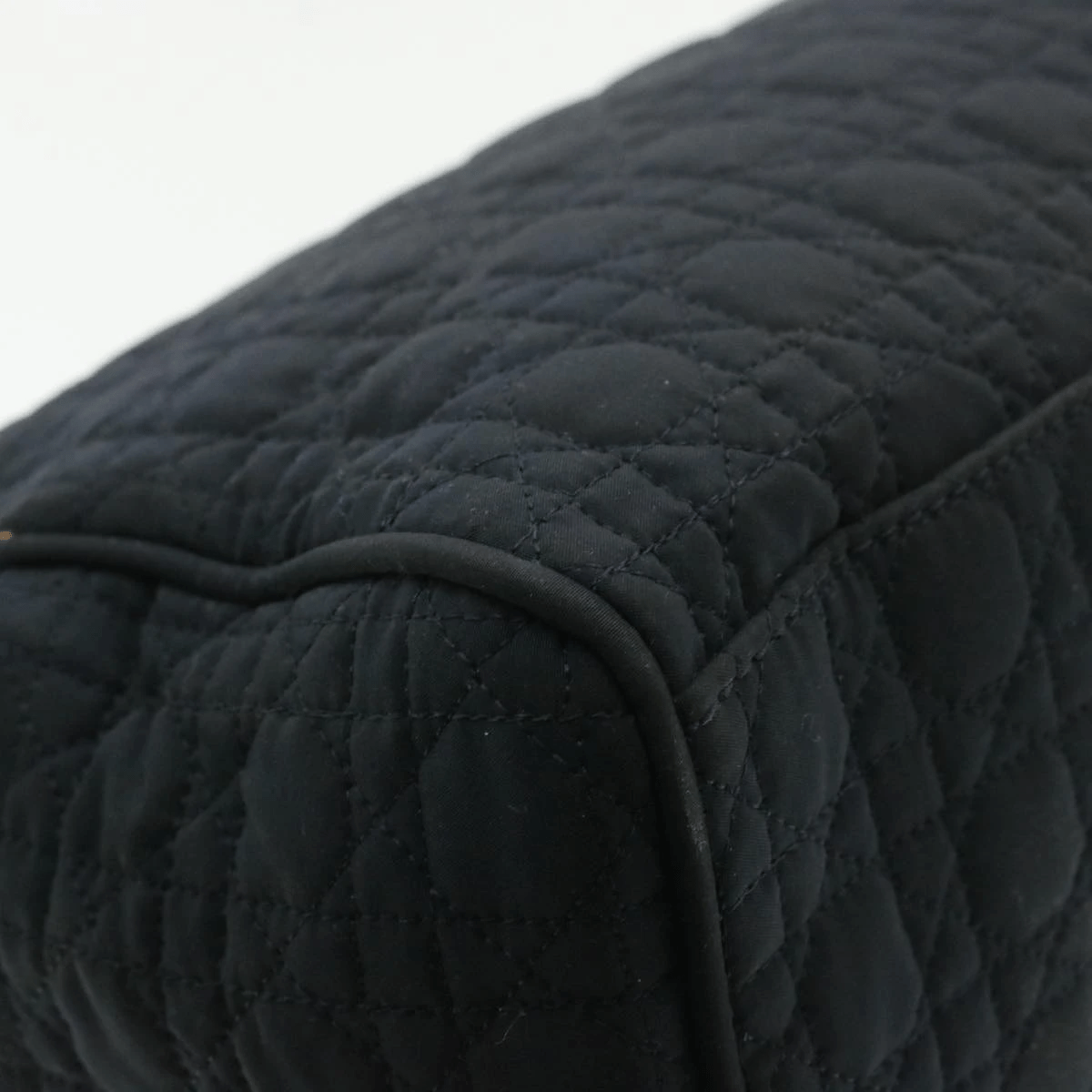 Christian Dior Cannage Hand Bag Black Nylon