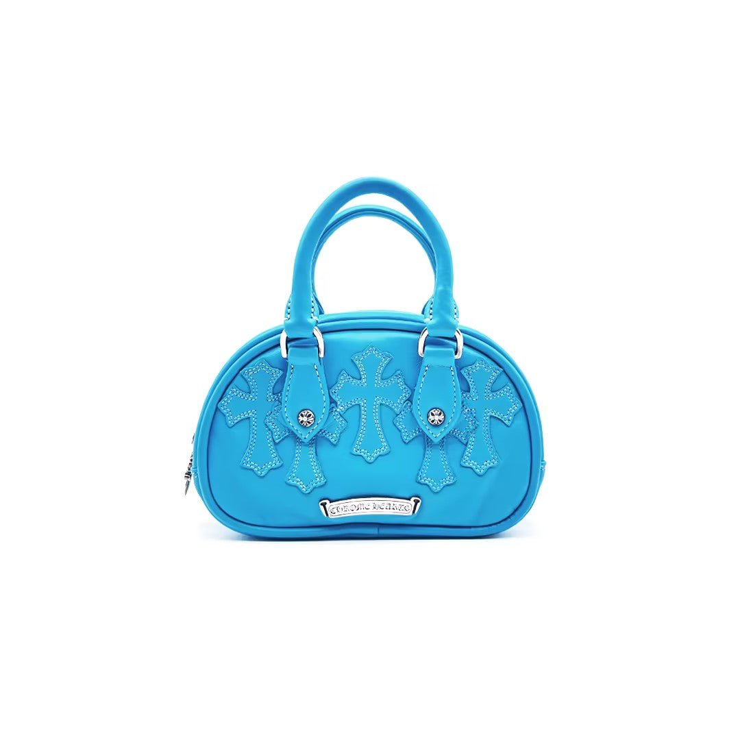 Chrome Hearts Blue Leather Cross Patch Mini Gym Bag