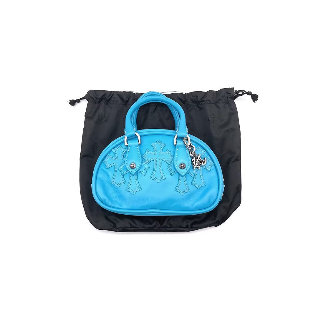 Chrome Hearts Blue Leather Cross Patch Mini Gym Bag