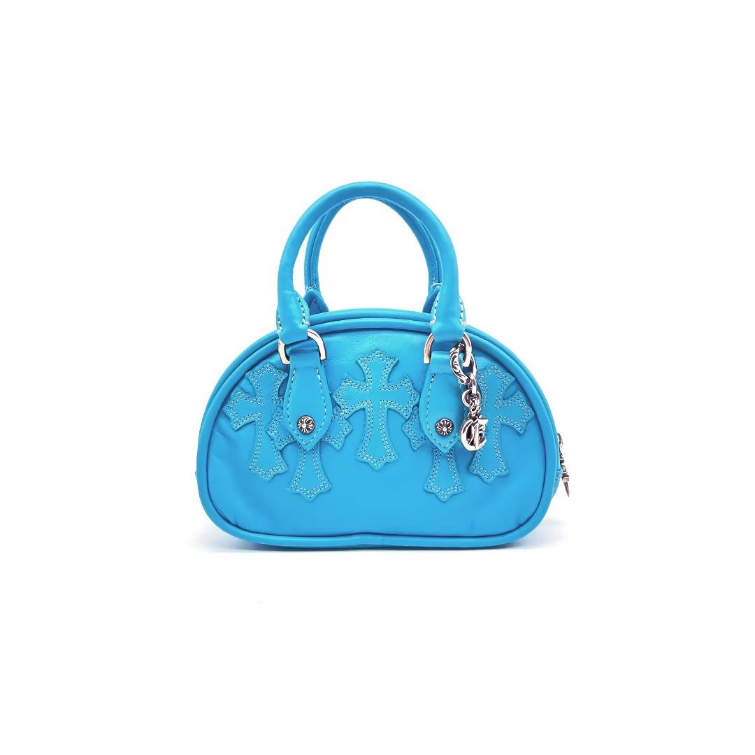 Chrome Hearts Blue Leather Cross Patch Mini Gym Bag