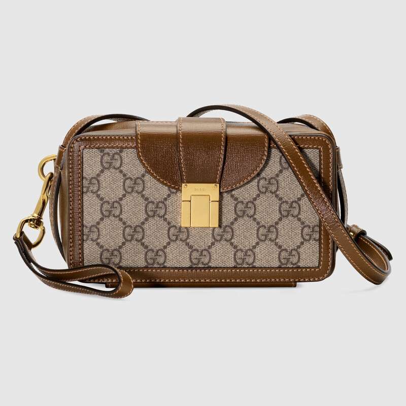 Gucci GG Mini Bag With Clasp Closure Brown Leather