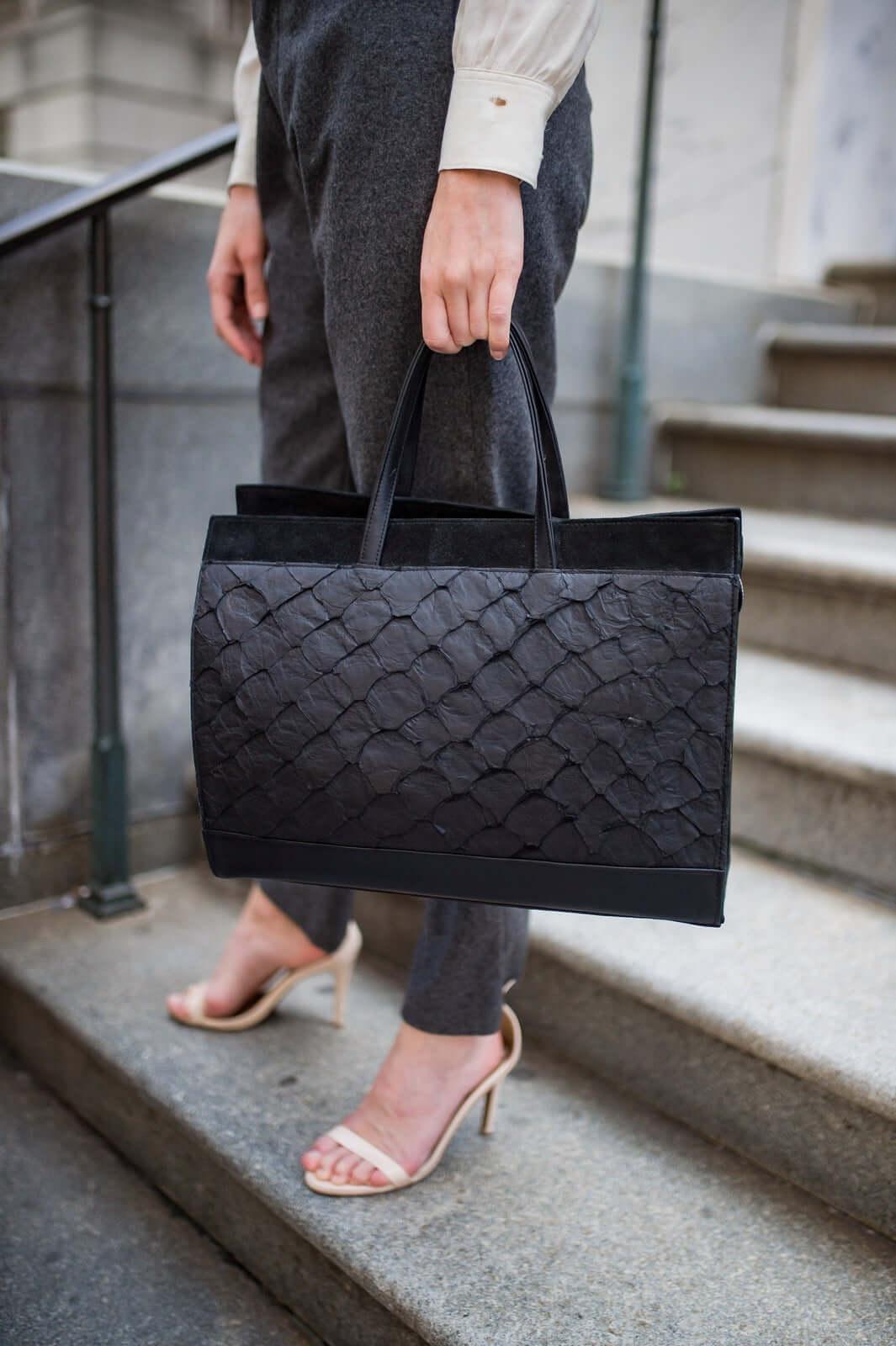 Braemar Tote - Midnight Black Pirarucu