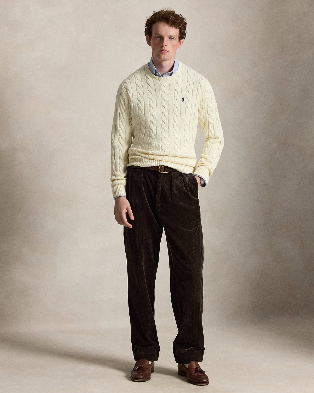 Ralph Lauren Cable-Knit Cotton Sweater - Andover Cream