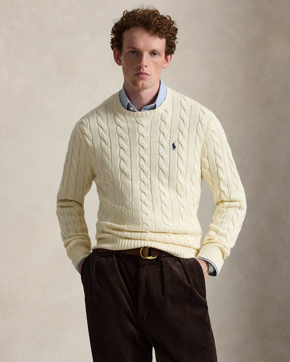 Ralph Lauren Cable-Knit Cotton Sweater - Andover Cream